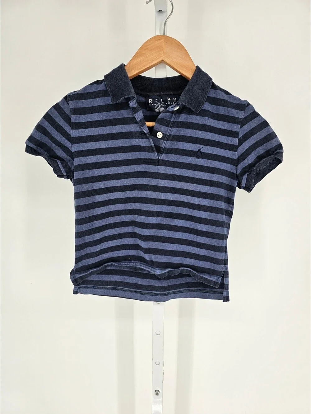 Ralph Lauren Boys Sz M Classic Short Sleeve Cotton Polo Shirt Blue Striped